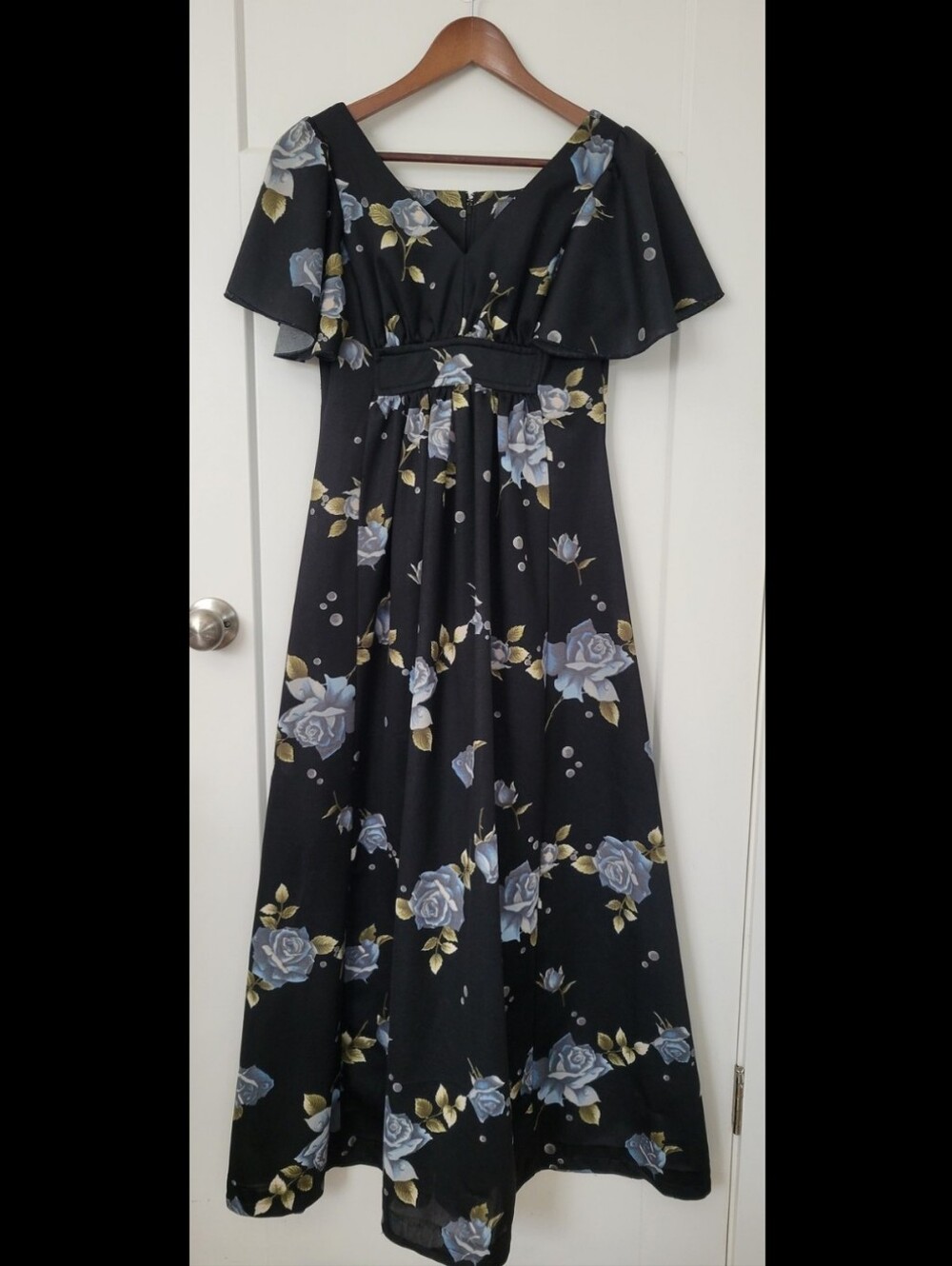 Vintage Nancy G Black Floral Maxi Dress